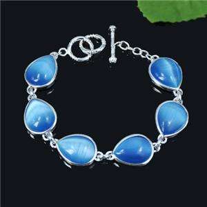 oval Awesome Blue Larimar Silver Bracelet/Bangle D52  