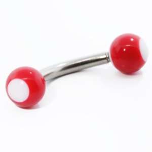   Red White Dot Inlay Belly Button Navel Ring Body Jewelry: Jewelry
