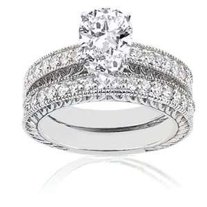   Pear Shaped Diamond Wedding Rings Set SI1 E EGL Fascinating Diamonds