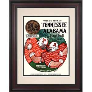 1968 Tennessee vs Alabama 10 1/2 x 14 Framed Historic Football Poster