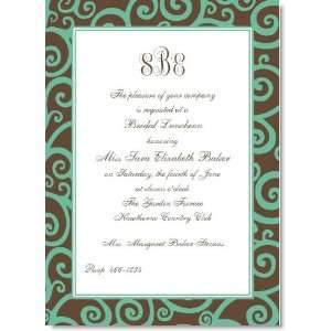  Mint Curly Q On Brown Party Invitations 