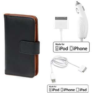   Wallet Leather Cover Case with belt Clip   Black / Brown for Apple