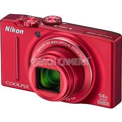 Nikon COOLPIX S8200 Red 14x Zoom 16MP Digital Camera 18208262892 