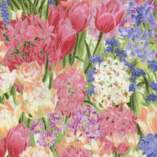 SPRING SPECTACULAR MIX BOUQUET FLORAL Cotton Fabric BTY for Quilting 