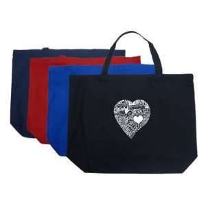 Large Navy Heart 44 Tote Bag   Created using the word Love in 44 