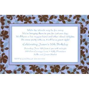  Chocolate & Blue Tropical Pattern Party Invitations