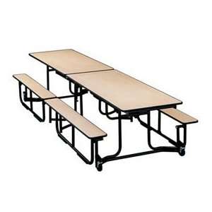 12 Foot Uniframe Bench Table   Kensington Maple Top And Benches Black 