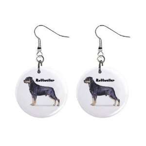  Rottweiler Dangle Button Earrings: Jewelry