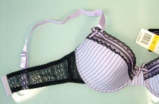 need color lilac striped with black lace trim quantity 1 bra fabric 92 