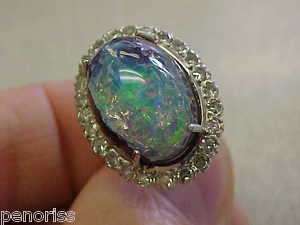 18k Estate Unusual Opal & Diamond Ring size 6 Make Offer  