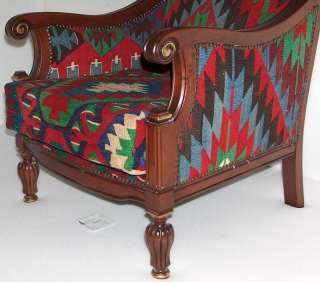 Authentic Turkish Handmae Oushak Esme Kilim Upholstered ARMCHAIR 