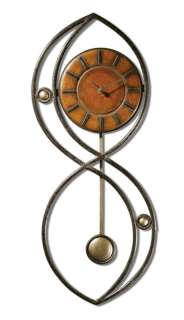 Wrought Iron Clock with PENDULUM & Quartz Movement  