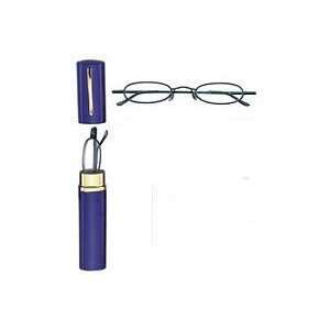   Reader Glasses in Metal Tube with Clip Blue +1.00 
