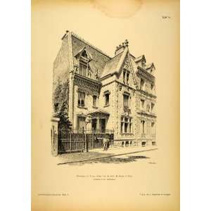  1892 Print House Passy Paris French Architecture Briere 