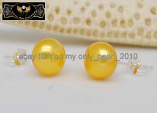 MP Natural 9 10MM AAA golden pearl stud earrings 925S  