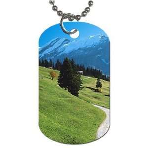 Mountains scenic photo Dog Tag with 30 chain necklace Great Gift Idea