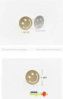 Women Fashion Smile Face Design Ear Pin Earring Golden Silvery New 