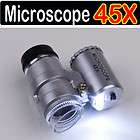 Mini 2 LED 45X Light Pocket Microscope Magnifier Loupe