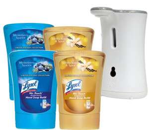 Lysol No Touch Antibacterial Hand Soap System, 2 Refills & Removable 