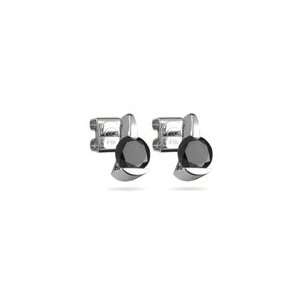  1.00 Ct Round AAA Black Diamond Stud Earrings with Special 