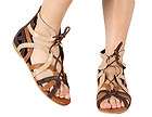   Brown Lady Strappy Ankle Zipper Wrap Sandals Roman Gladiator Flats