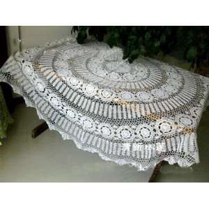  Vintage Hand Crochet White Round Table Cloth 68 Home 