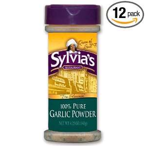 Sylvias Pure Garlic Powder, 4.25 Ounce Units (Pack of 12)  