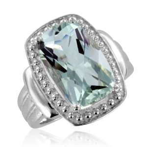   Natural Green Amethyst Ring in Sterling Silver   7.80 cttw My Love