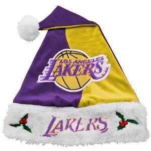  Los Angeles Lakers Purple Gold Mistletoe Santa Hat: Sports 