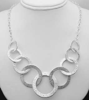 Bold Graduated Circle Chain Necklace Sterling Silver  