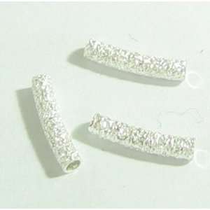  (Free S/H) 10 pcs Sterling Silver Stardust Curve Round Tube Bead 