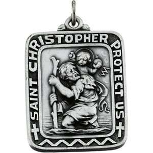   Pend Medal W/ 24 Inch Chain. 31.5 X 25.75 Sq St. Christopher Pend