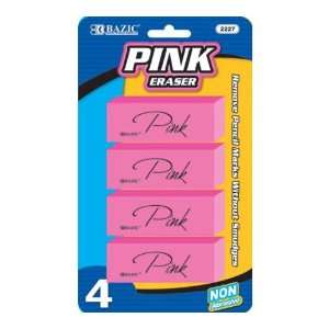  BAZIC Pink Bevel Eraser 4 Per Pack ,Pink