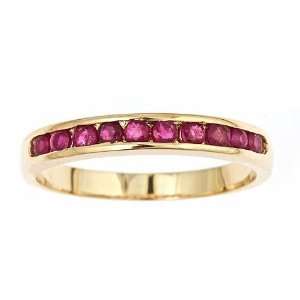  Dyach :14k Yellow Gold Thai Ruby Channel Ring: Jewelry