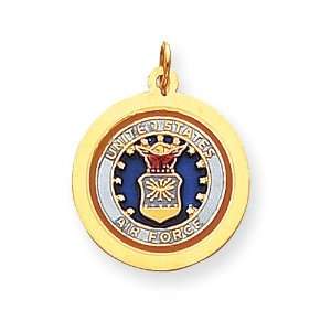  14k Enameled U.S. Air Force Logo Disc Charm Jewelry
