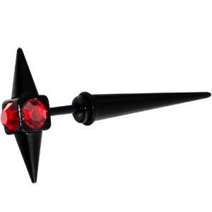  Black Acrylic Red Gem Spike Fake Taper Ear Plug: Jewelry