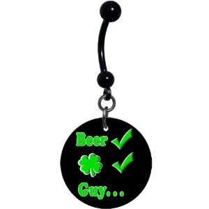 Girl Check List St. Patricks Day Belly Ring: Jewelry