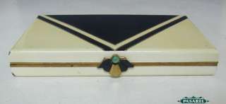 Art Deco Bakelite Gilt Vanity Compact Set France Ca1920  