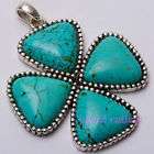 Tibet Silver & Turquoise Flower Necklace Pendant XN13  