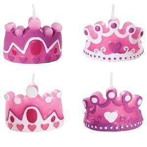  Pink Princess Tiara Shaped Candles   pack of 4: Everything 