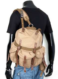   Men Canvas Vintage Casual Backpacks Messenger Bag Army  