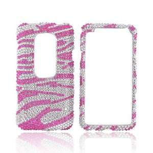  Pink Zebra on Silver Gems Bling Hard Plastic Case Cover 
