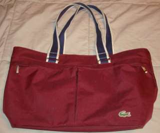 LACOSTE Womens Red Purse TOTE Satchel Purse Bag Wine  