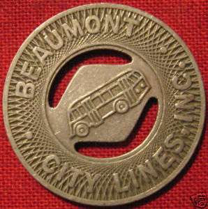 VINTAGE BEAUMONT TEXAS CITY LINES BUS TOKEN FROM 1940s  