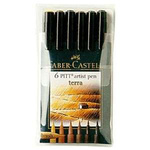  Faber Castell Pitt Pen Wallet of 6 Terra Color Brush Pens 