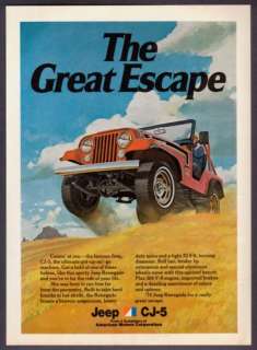 1974 red Jeep Renegade CJ 5 The Great Escape print ad  