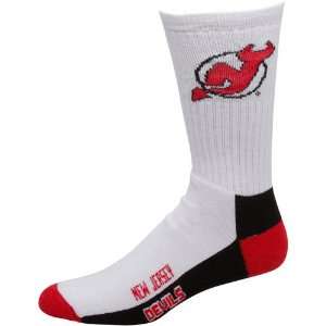  NHL New Jersey Devils Tri Color Logo Crew Socks   White 