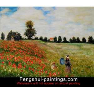  Monet Poppy Field, Oil Reproduction On Canvas Art c0325 