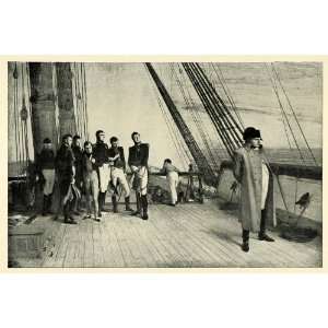  1898 Print Napoleon Ship Sail Portrait Crew Deck Men 