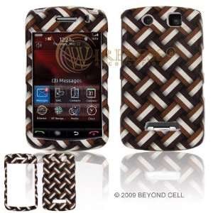 White and Dark Brown Weave 3D Stripes Design Leather Finish Snap On 